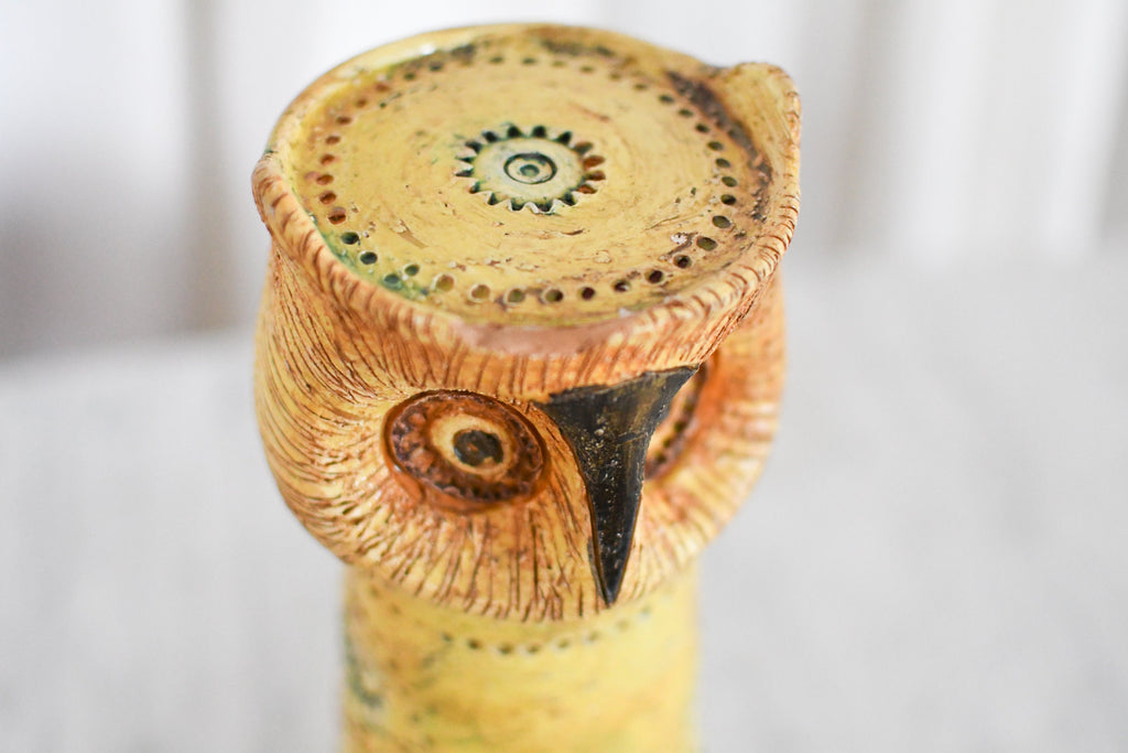 1960s Aldo Londi Rosenthal-Netter Pottery Yellow Glaze Bitossi Ceramic Owl