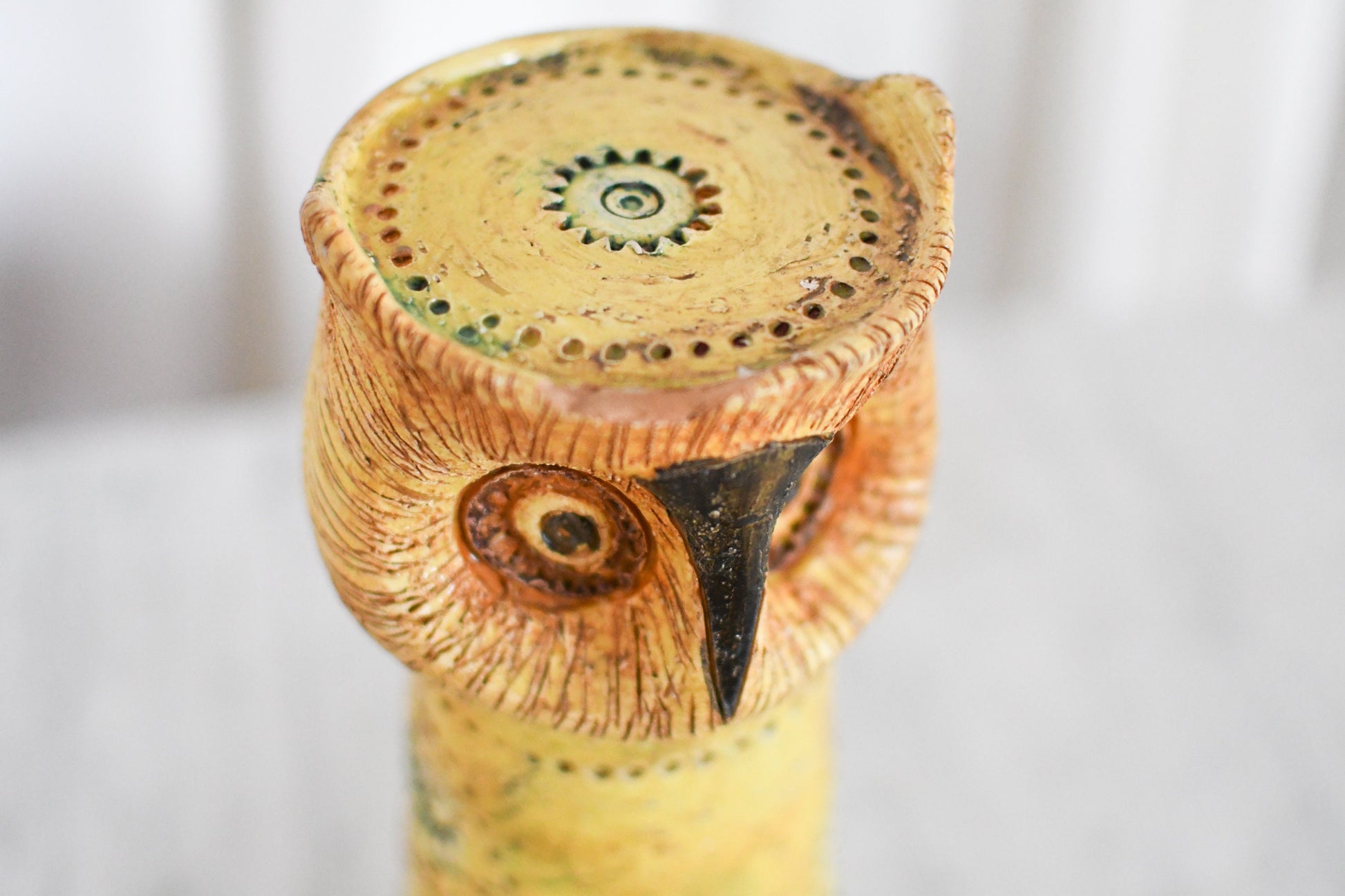 1960s Aldo Londi Rosenthal-Netter Pottery Yellow Glaze Bitossi Ceramic Owl