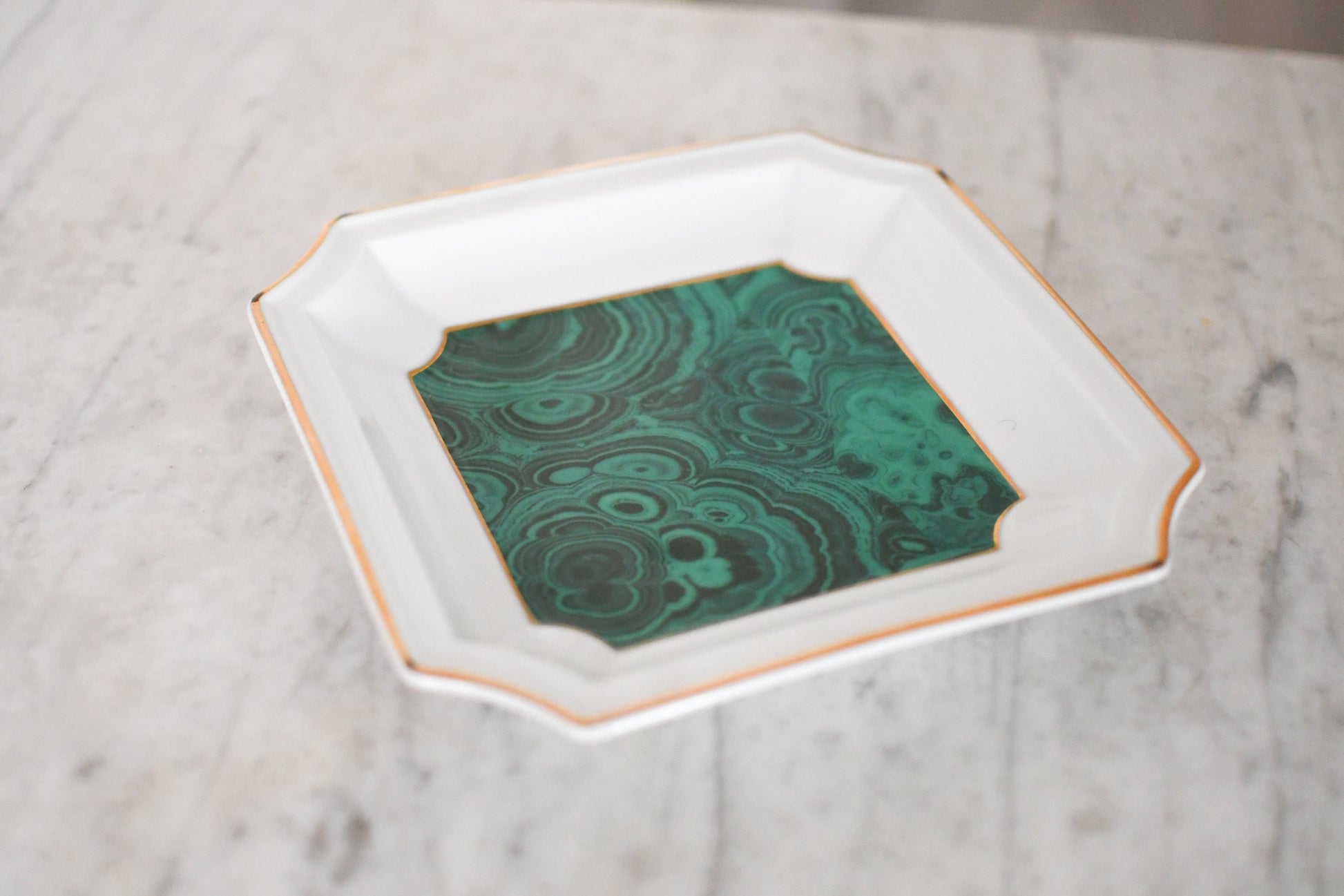 1970s Malachite Print Andrea by Sadek Porcelain Dish