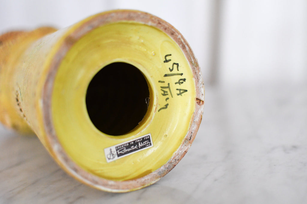 1960s Aldo Londi Rosenthal-Netter Pottery Yellow Glaze Bitossi Ceramic Owl