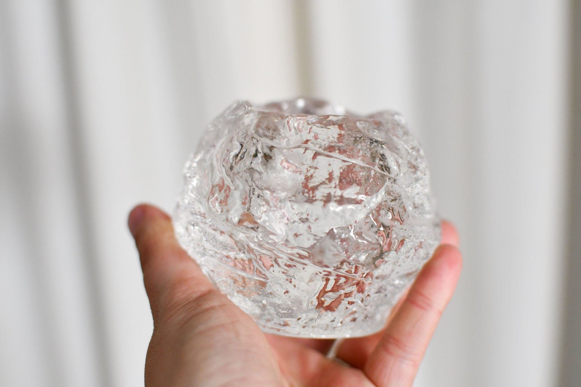 Vintage Costa Boda Snowball Candle Votive // 4 inches Small Size