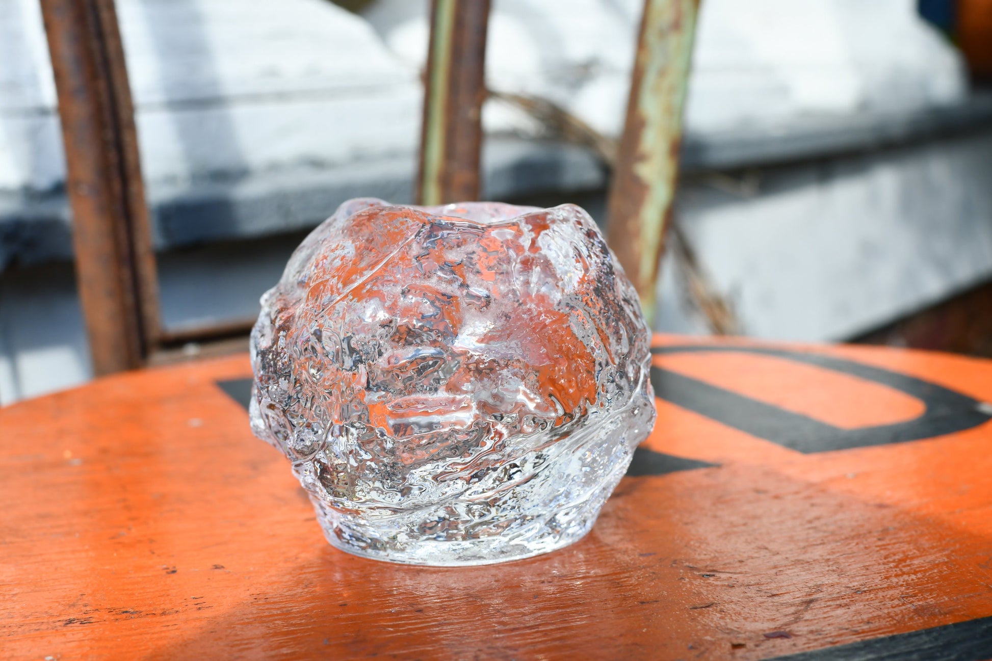 Vintage Costa Boda Snowball Candle Votive // 4 inches Small Size