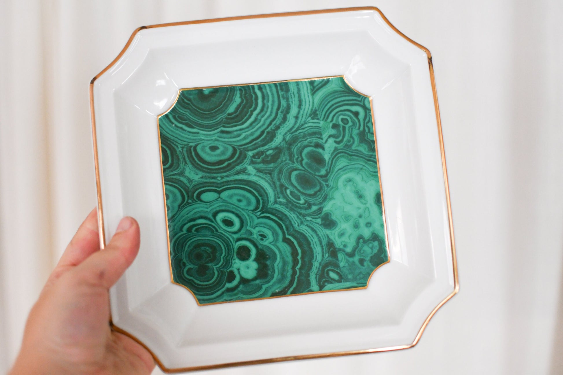 1970s Malachite Print Andrea by Sadek Porcelain Dish