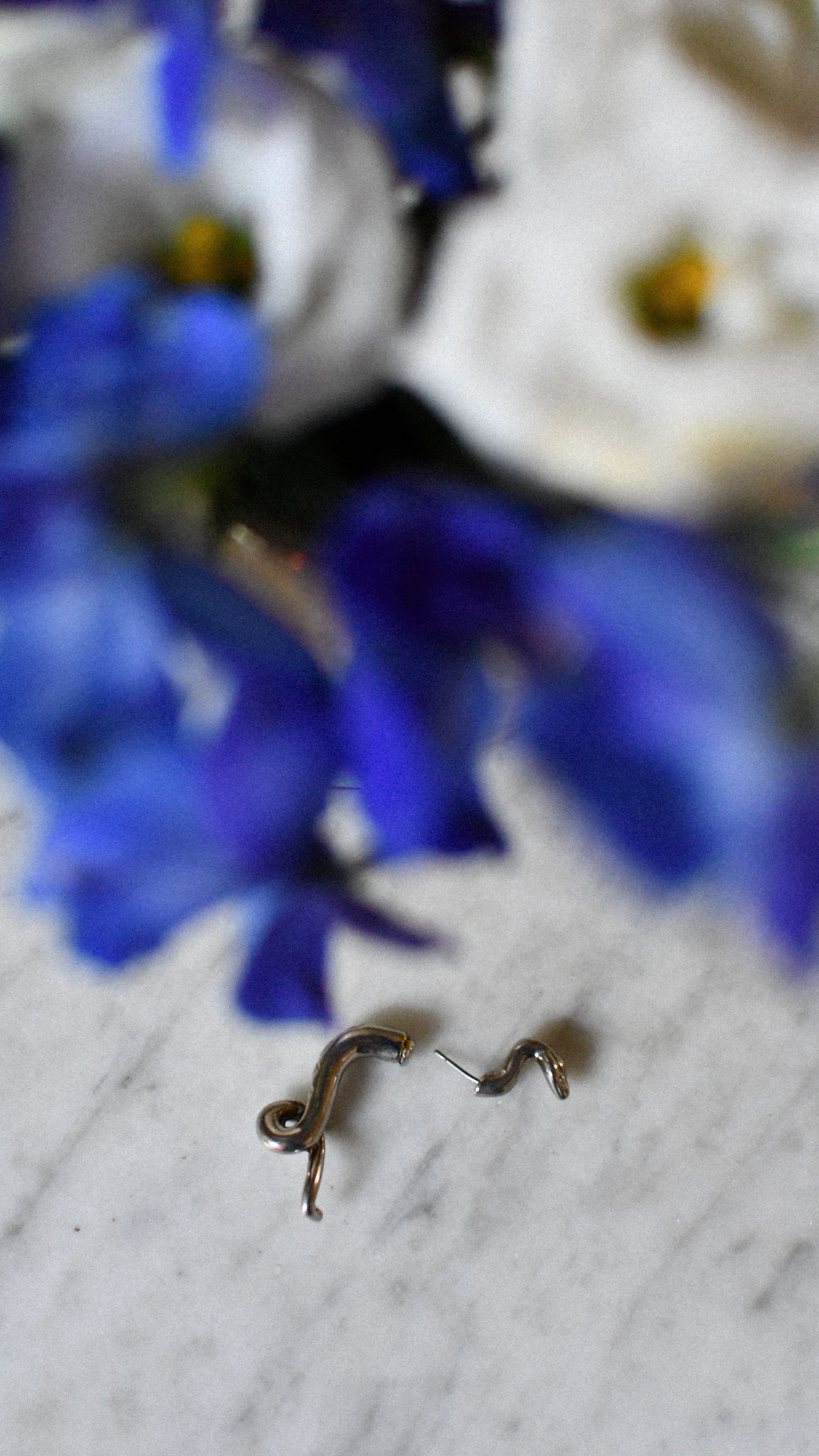Vintage Sterling Silver Single Snake Earring // Stamped 925