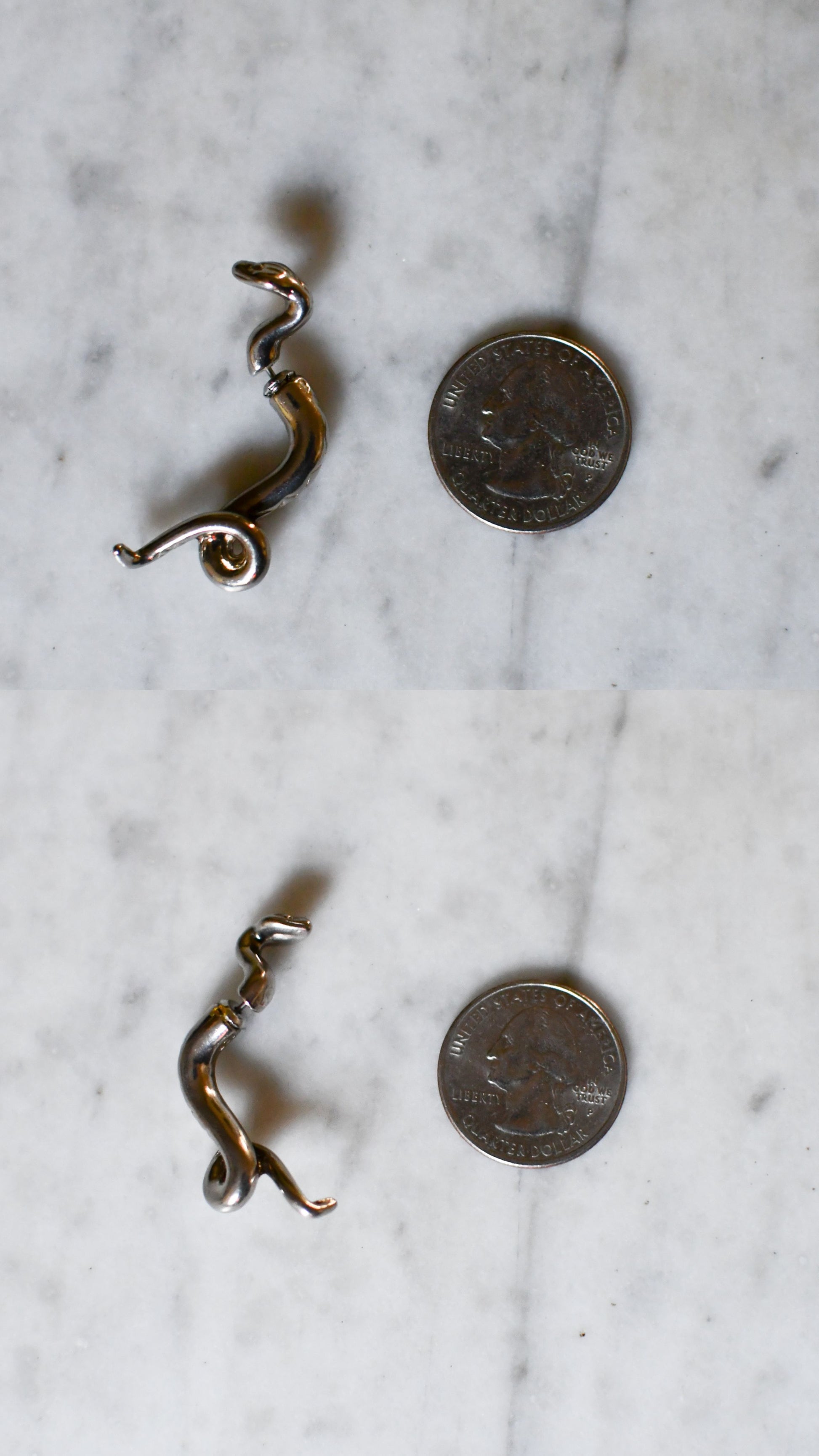 Vintage Sterling Silver Single Snake Earring // Stamped 925
