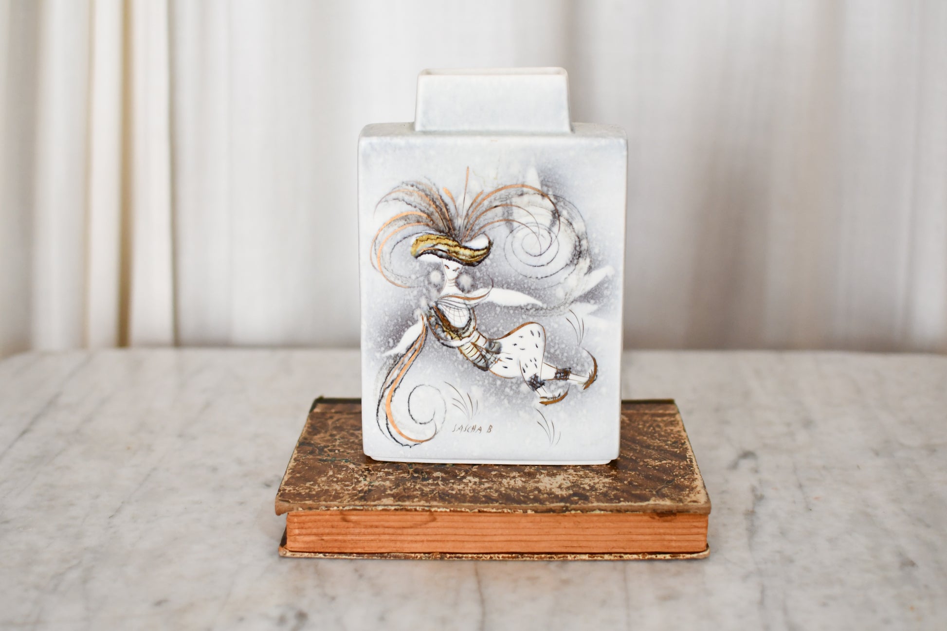 Vintage Sascha Brastoff Dancing Figural Pottery Art Vase