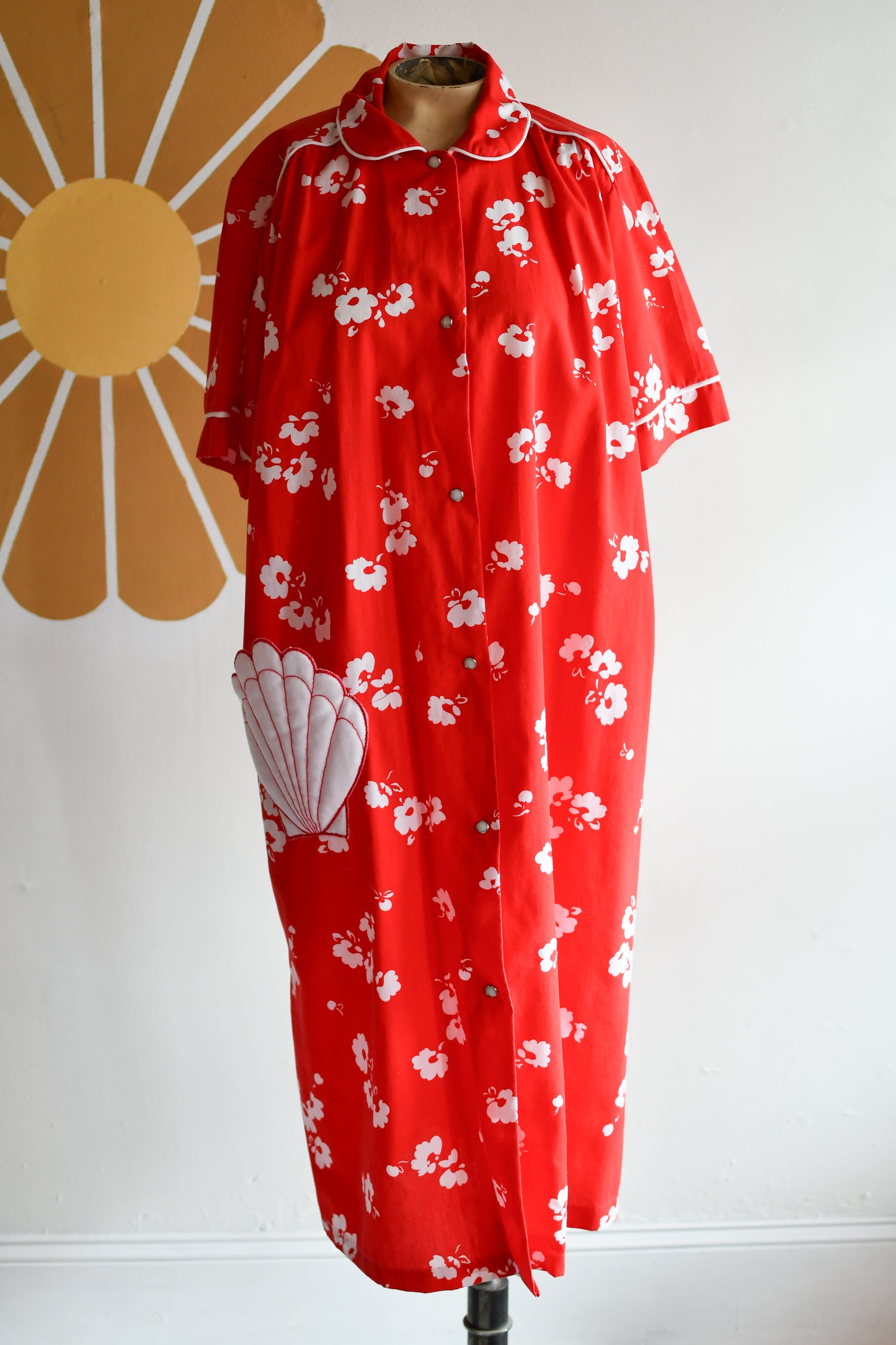 Vintage 1980s Does 1950s Kitsch Shell Pocket Housedress