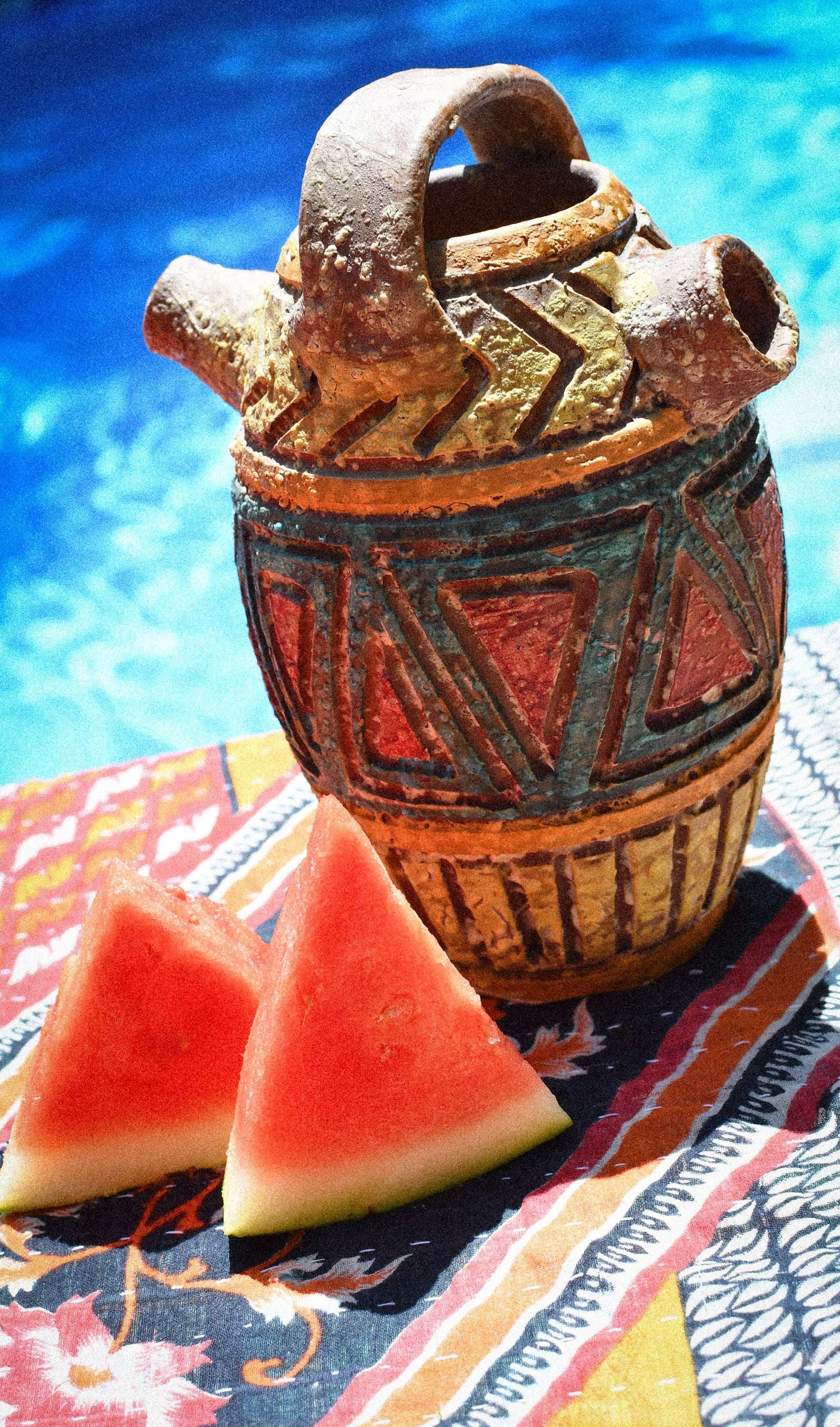 Large Sgraffito Italian Lava Glaze Jug Vessel // Raymour Inspired Pottery // MCM Pottery