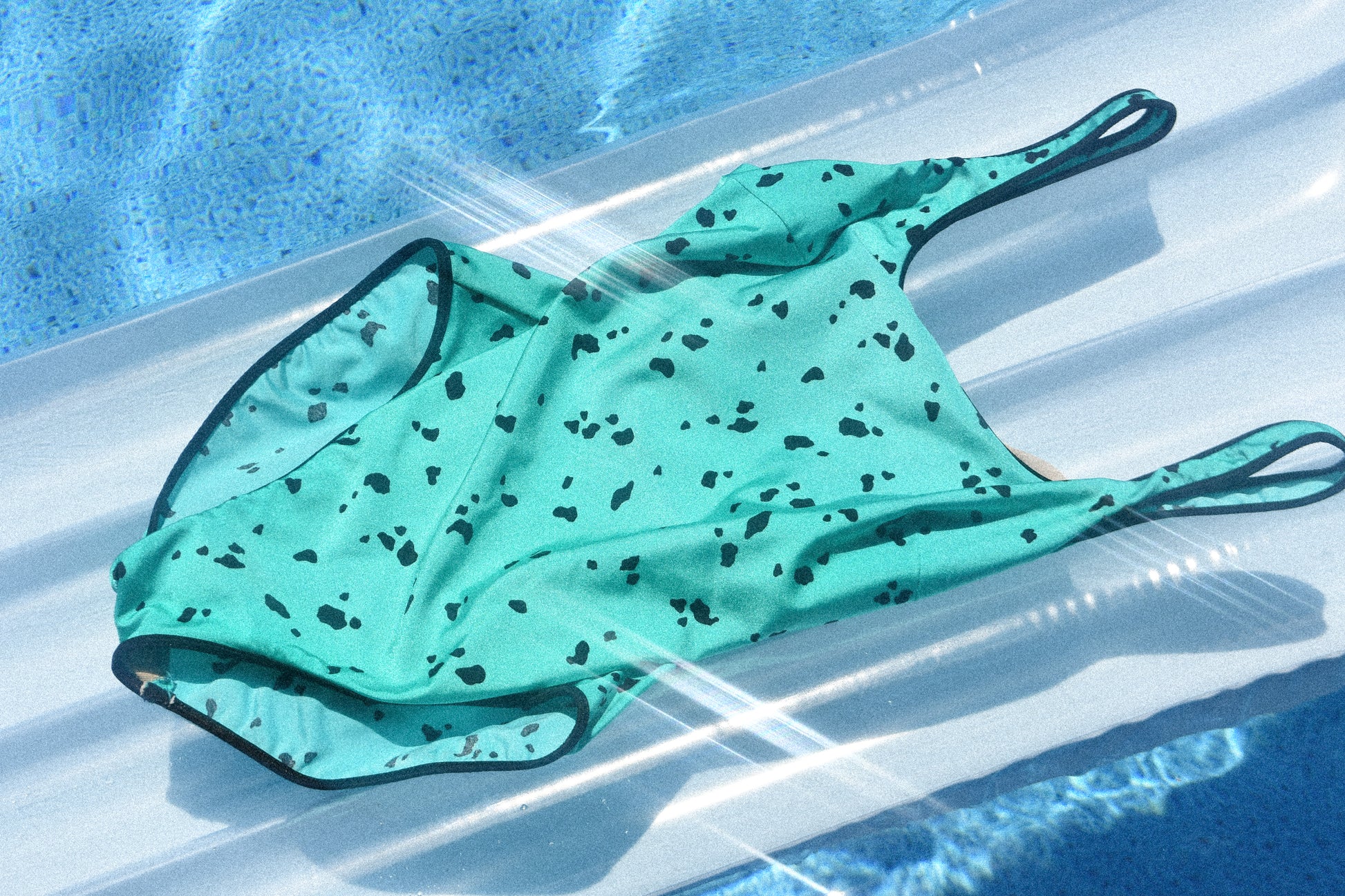 Vintage Teal Abstract Animal Print Bathing Suit / Body Suit