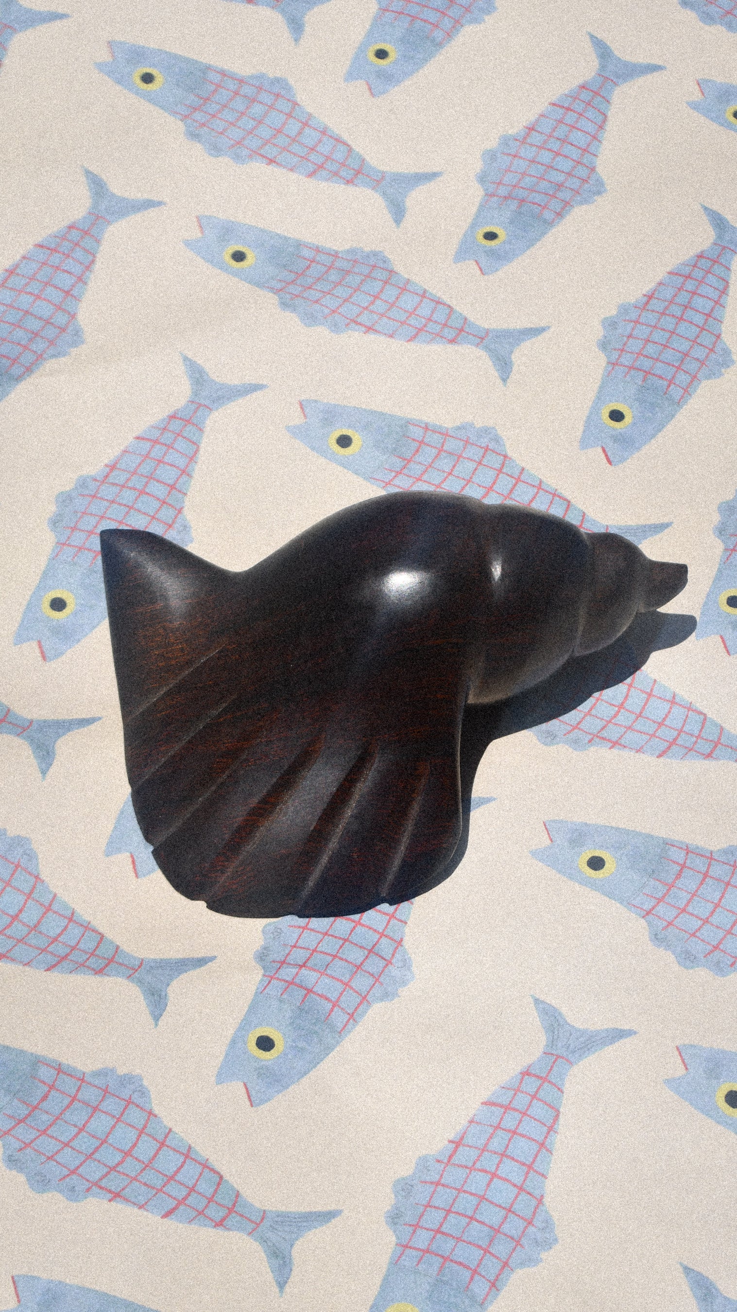 Vintage Hand Carved Ironwood Seashell Sculpture