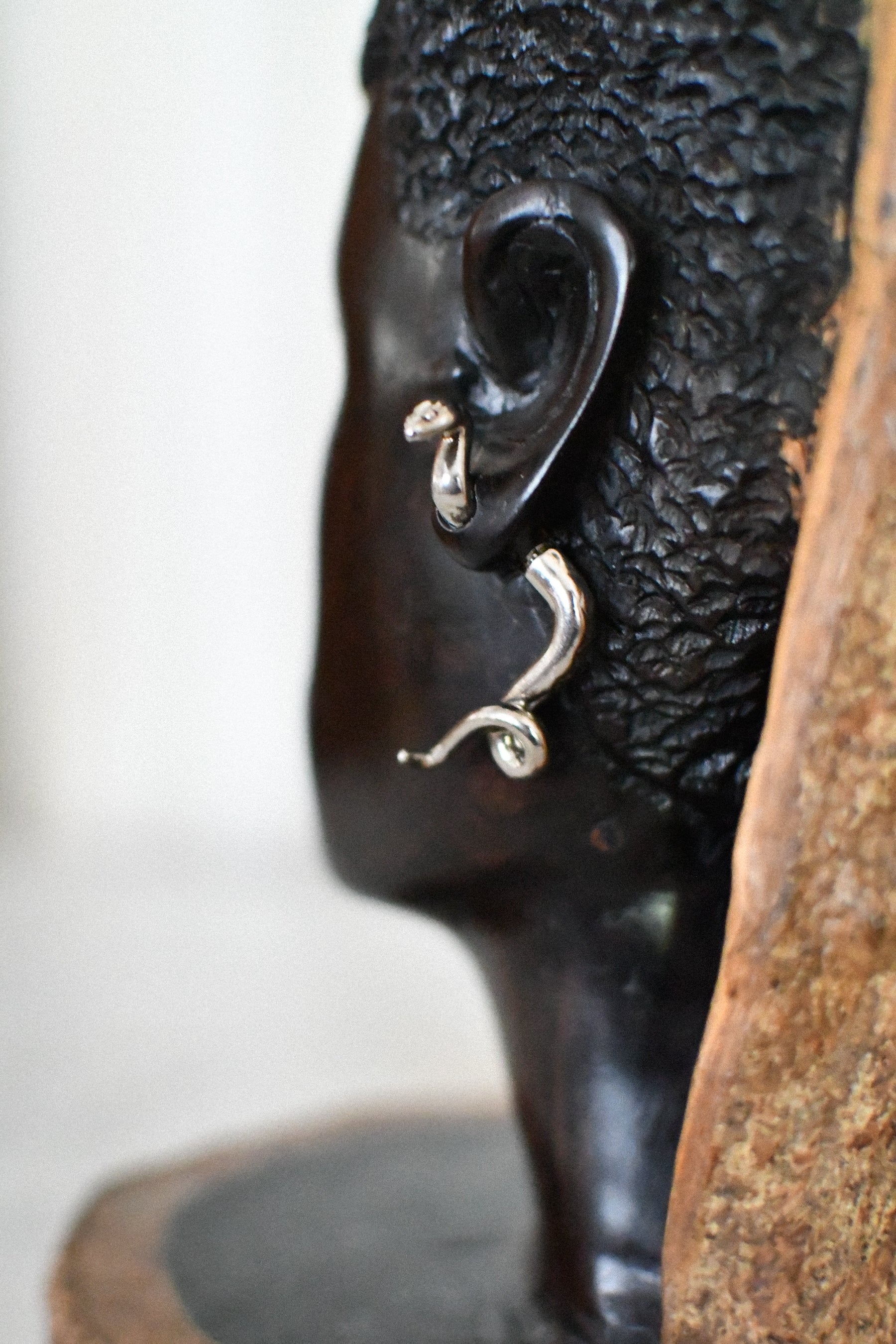 Vintage Sterling Silver Single Snake Earring // Stamped 925