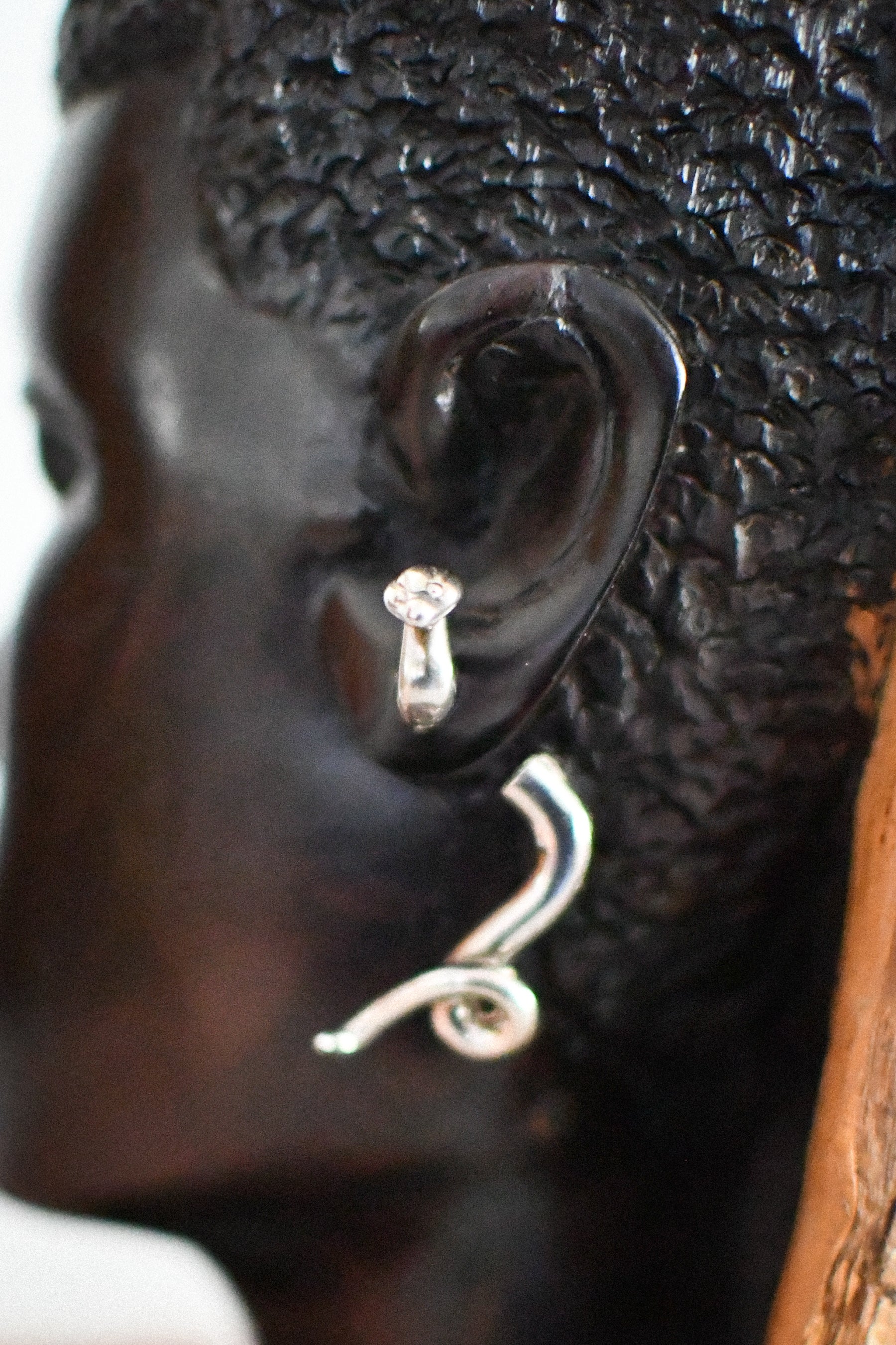 Vintage Sterling Silver Single Snake Earring // Stamped 925