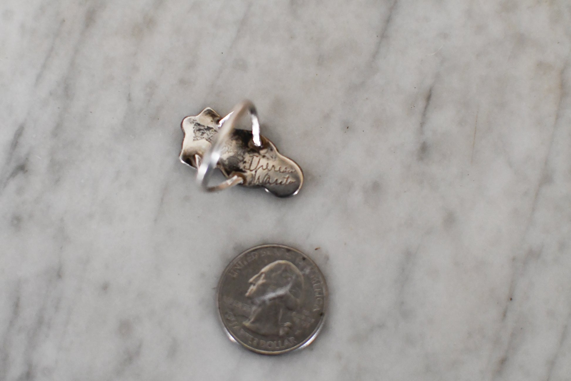 Zuni Theresa Waseta Sterling Silver Maiden Inlay Ring // Size 9