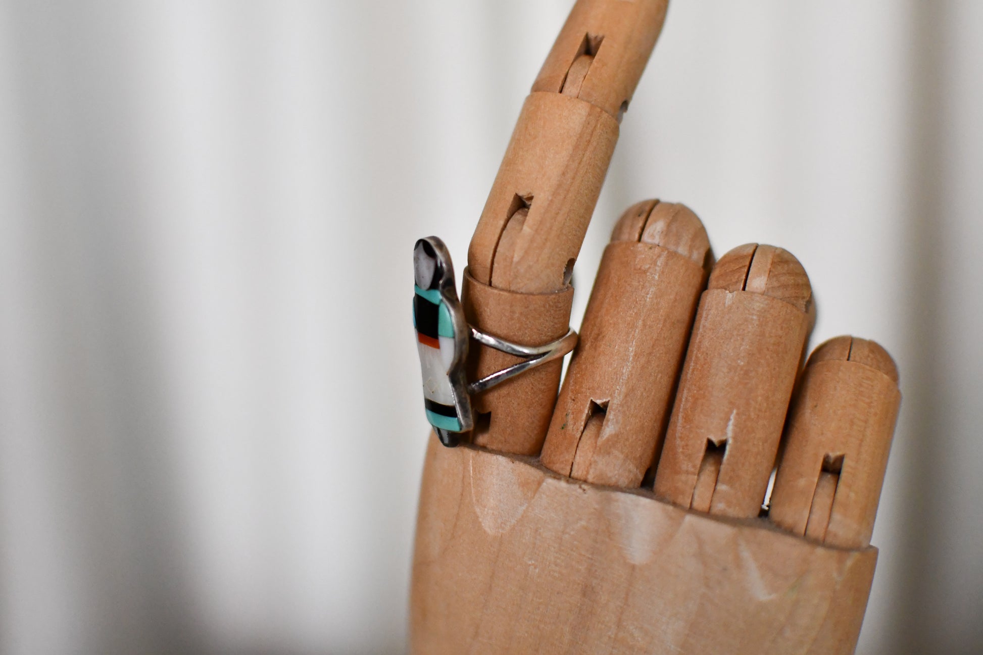 Zuni Theresa Waseta Sterling Silver Maiden Inlay Ring // Size 9