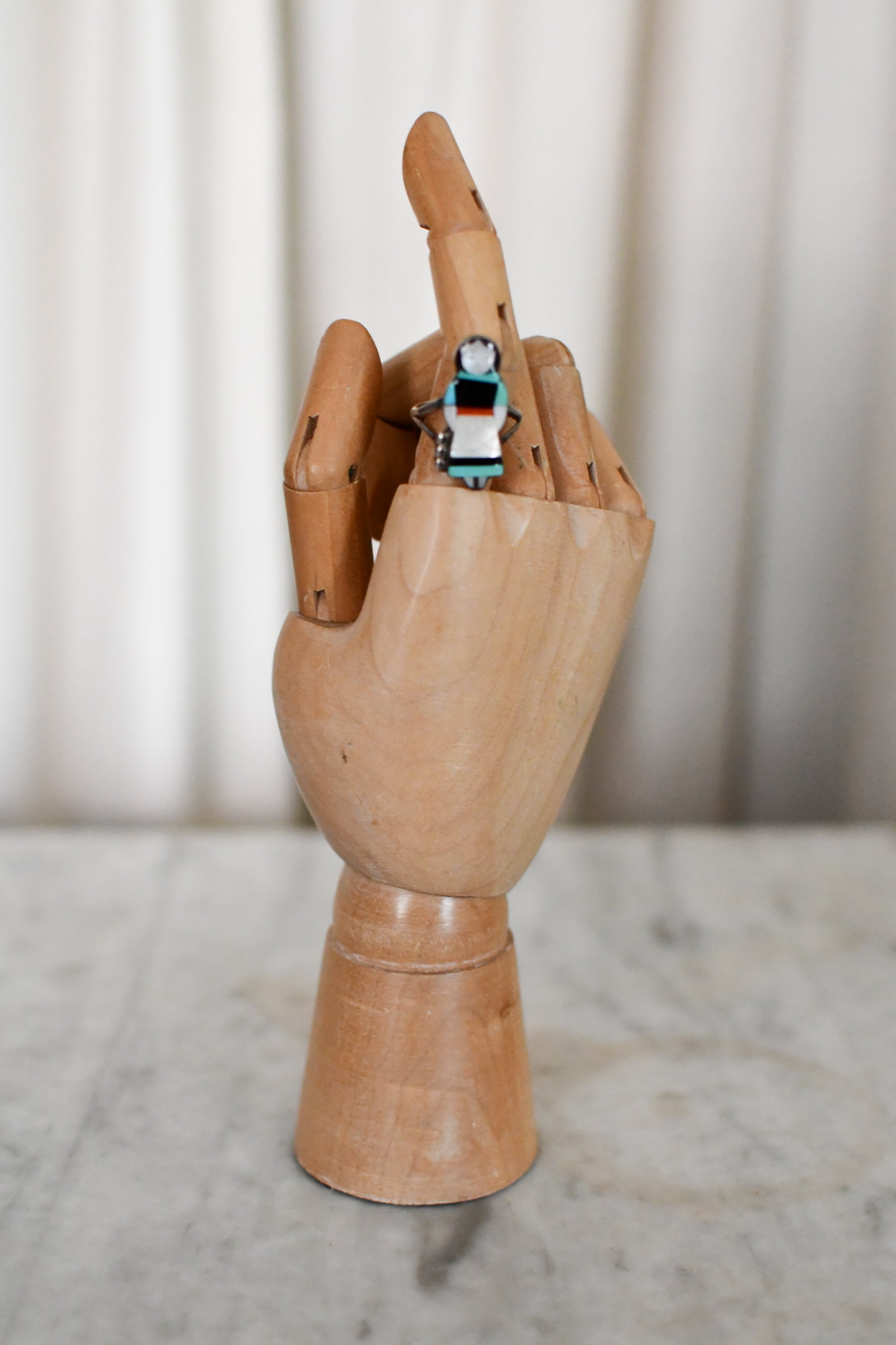 Zuni Theresa Waseta Sterling Silver Maiden Inlay Ring // Size 9