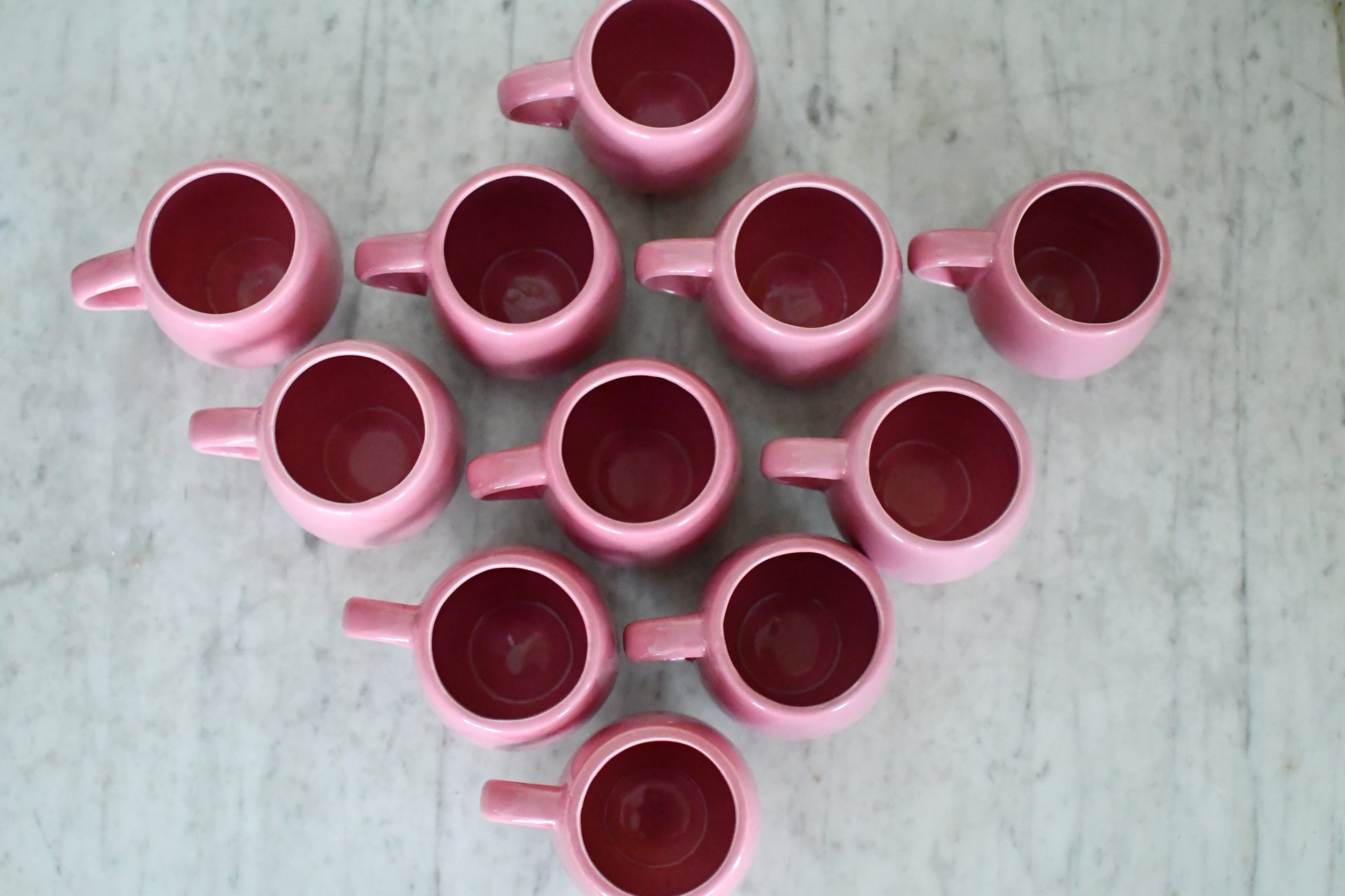 Vintage Mauve Pink Set of 6 Mugs // Post Modern Chef Bourdeaux Ceramic Mug Set