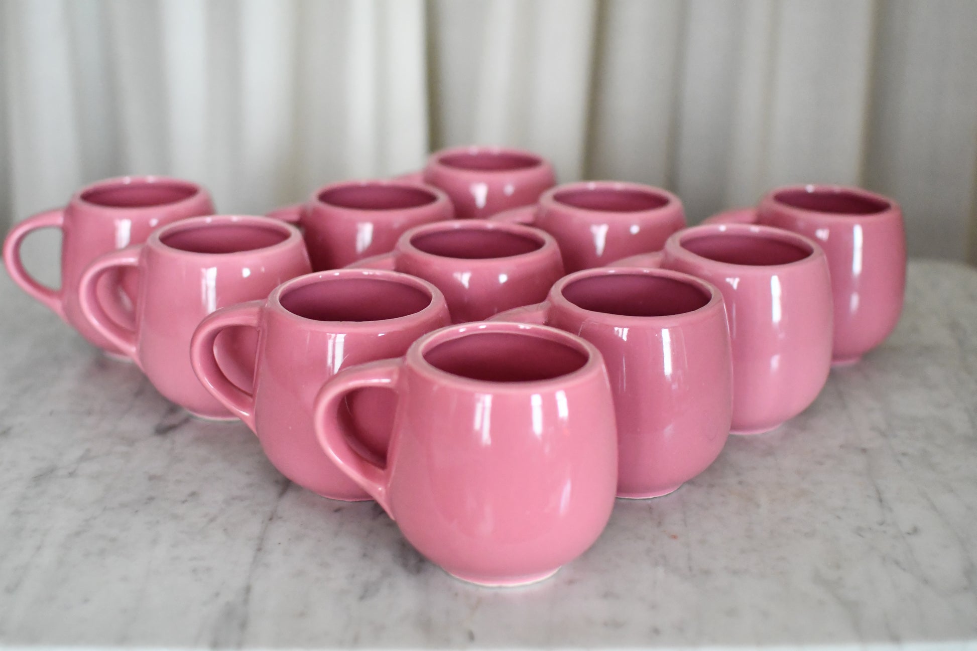 Vintage Mauve Pink Set of 6 Mugs // Post Modern Chef Bourdeaux Ceramic Mug Set