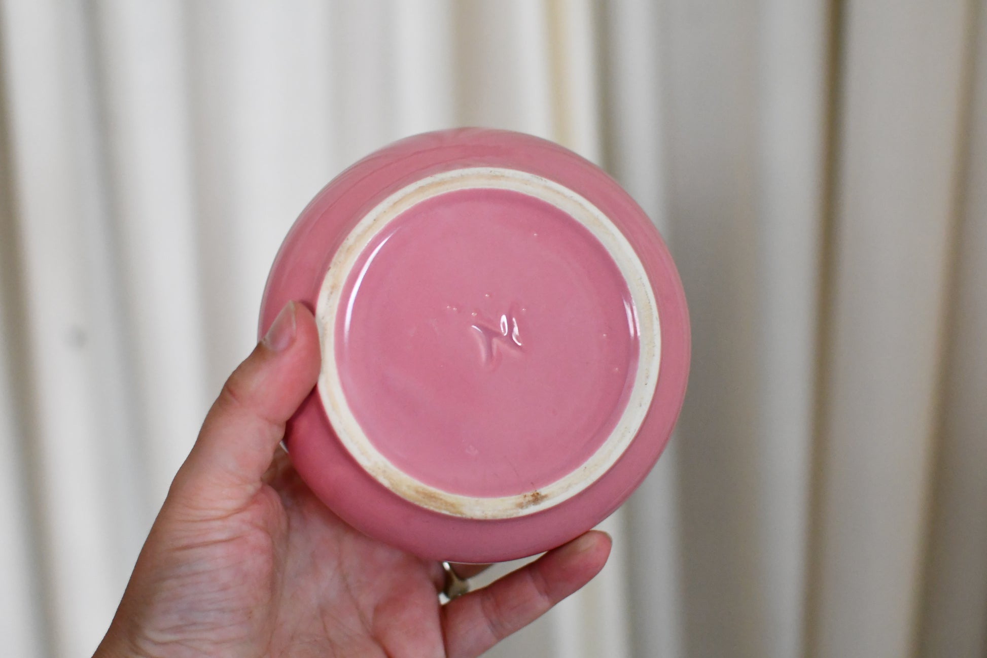 Vintage Mauve Pink Post Modern Ceramic Lidded Sugar Bowl
