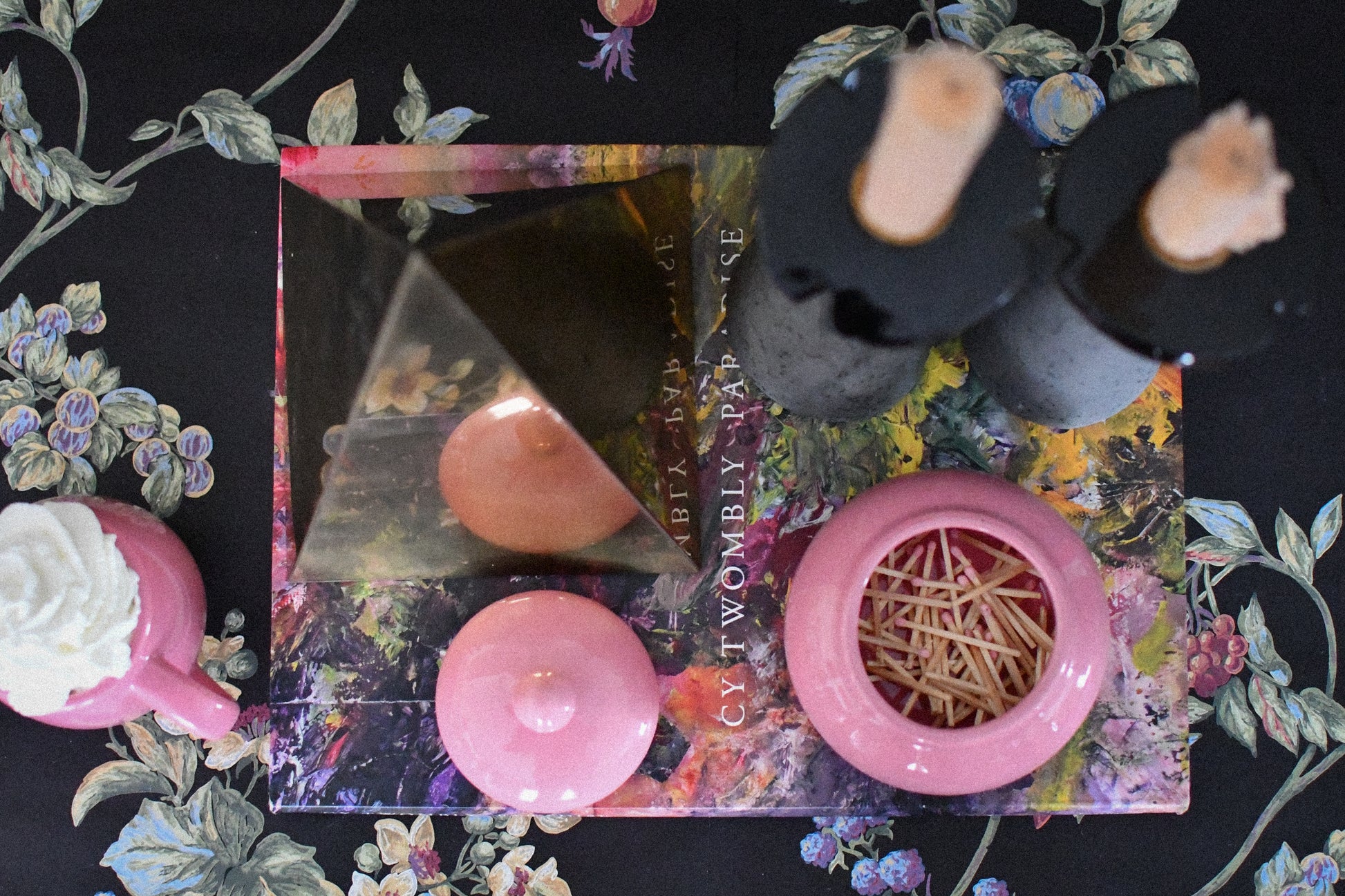 Vintage Mauve Pink Post Modern Ceramic Lidded Sugar Bowl