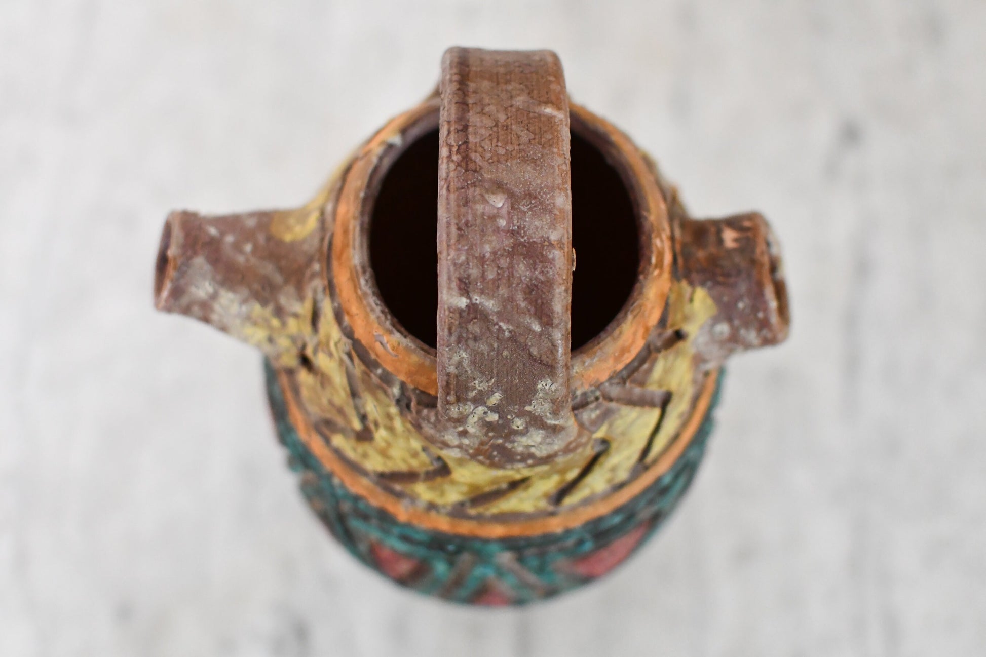 Large Sgraffito Italian Lava Glaze Jug Vessel // Raymour Inspired Pottery // MCM Pottery