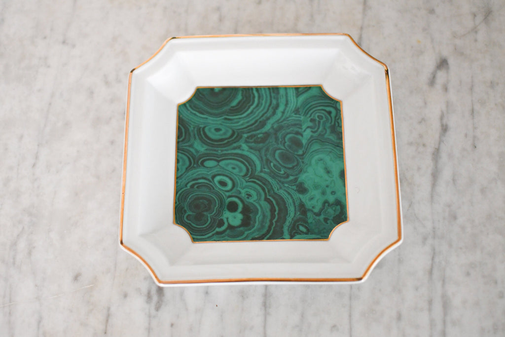 1970s Malachite Print Andrea by Sadek Porcelain Dish