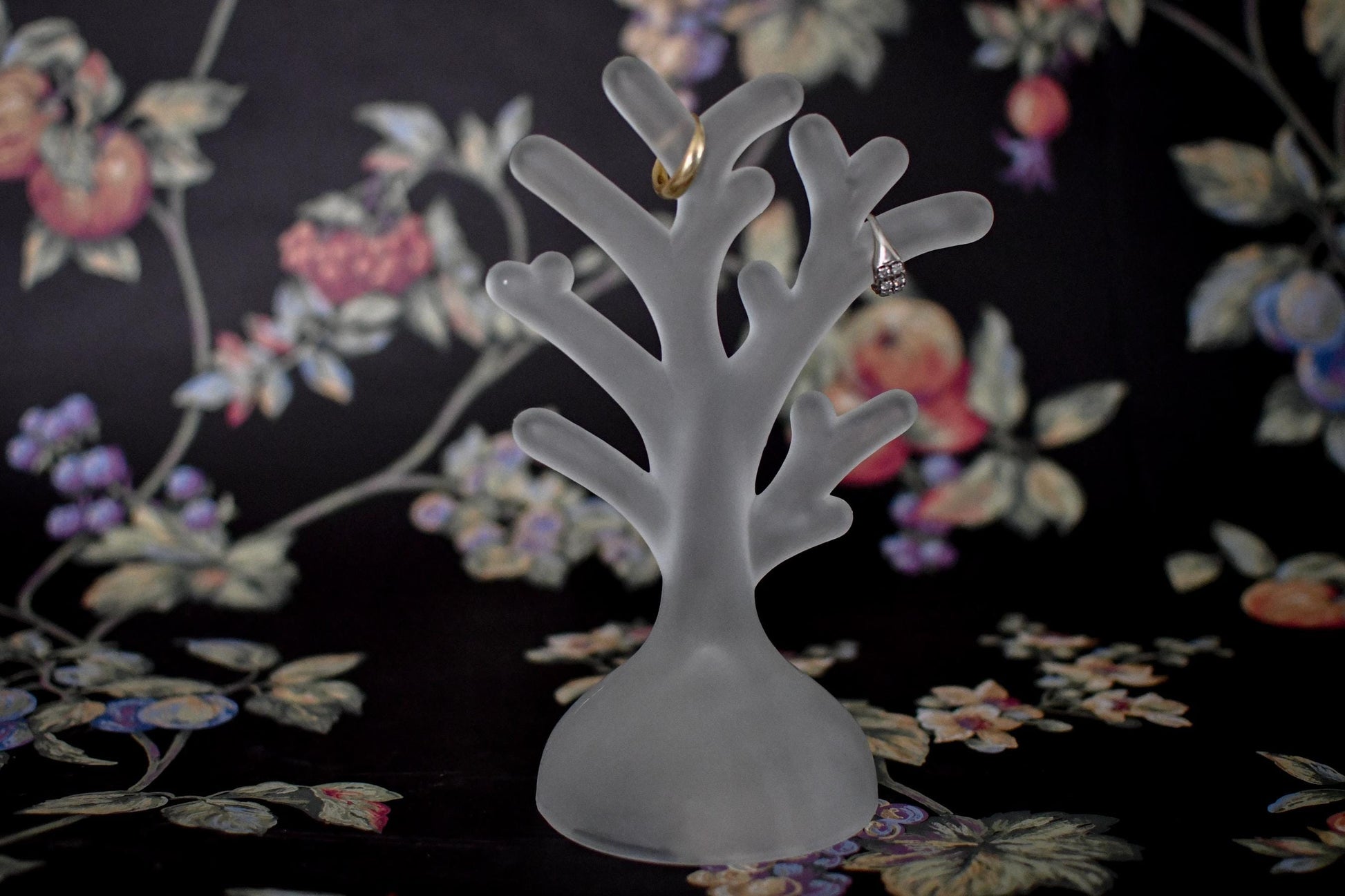 Vintage Satin Glass Coral Jewelry Tree // Nautical Coral Glass Sculpture Decor