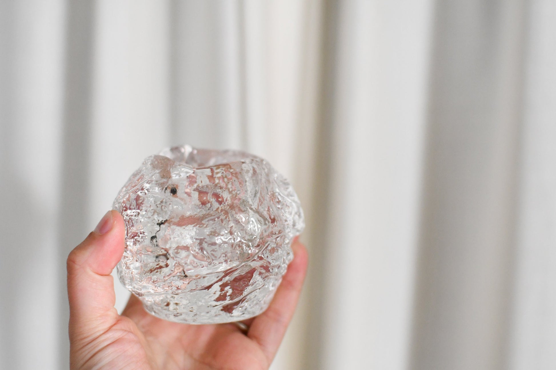 Vintage Costa Boda Snowball Candle Votive // 4 inches Small Size