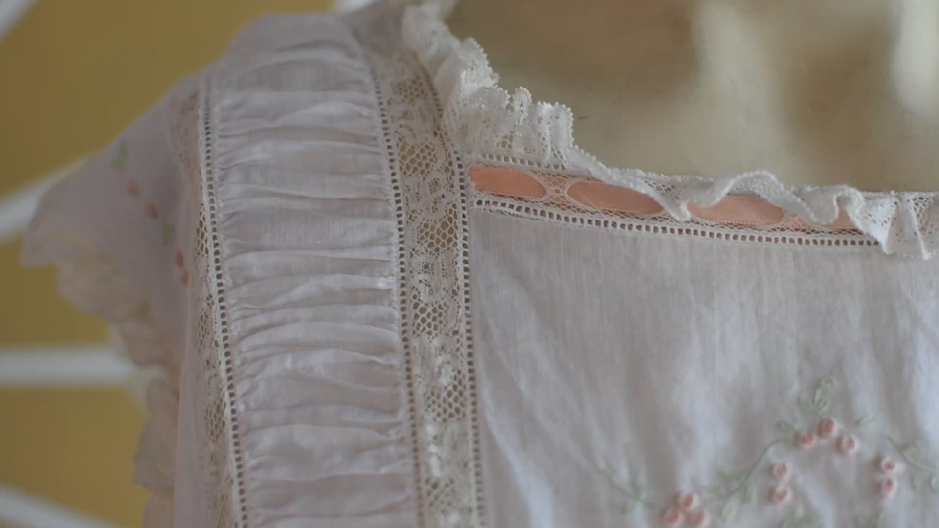 Vintage Handmade French Lace 100% Cotton Nightgown // Antique Style Victorian Boho Nightgown Maxi Dress
