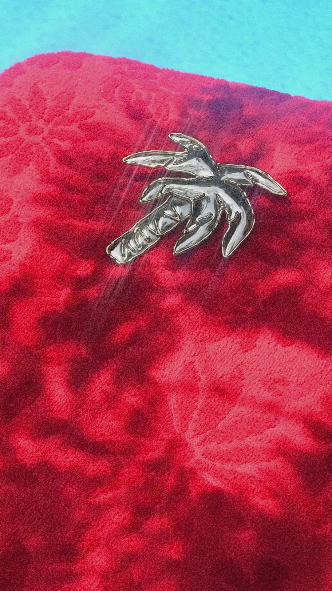 Vintage Two Tone Metal Palm Tree Brooch Pendant // Made in Mexico